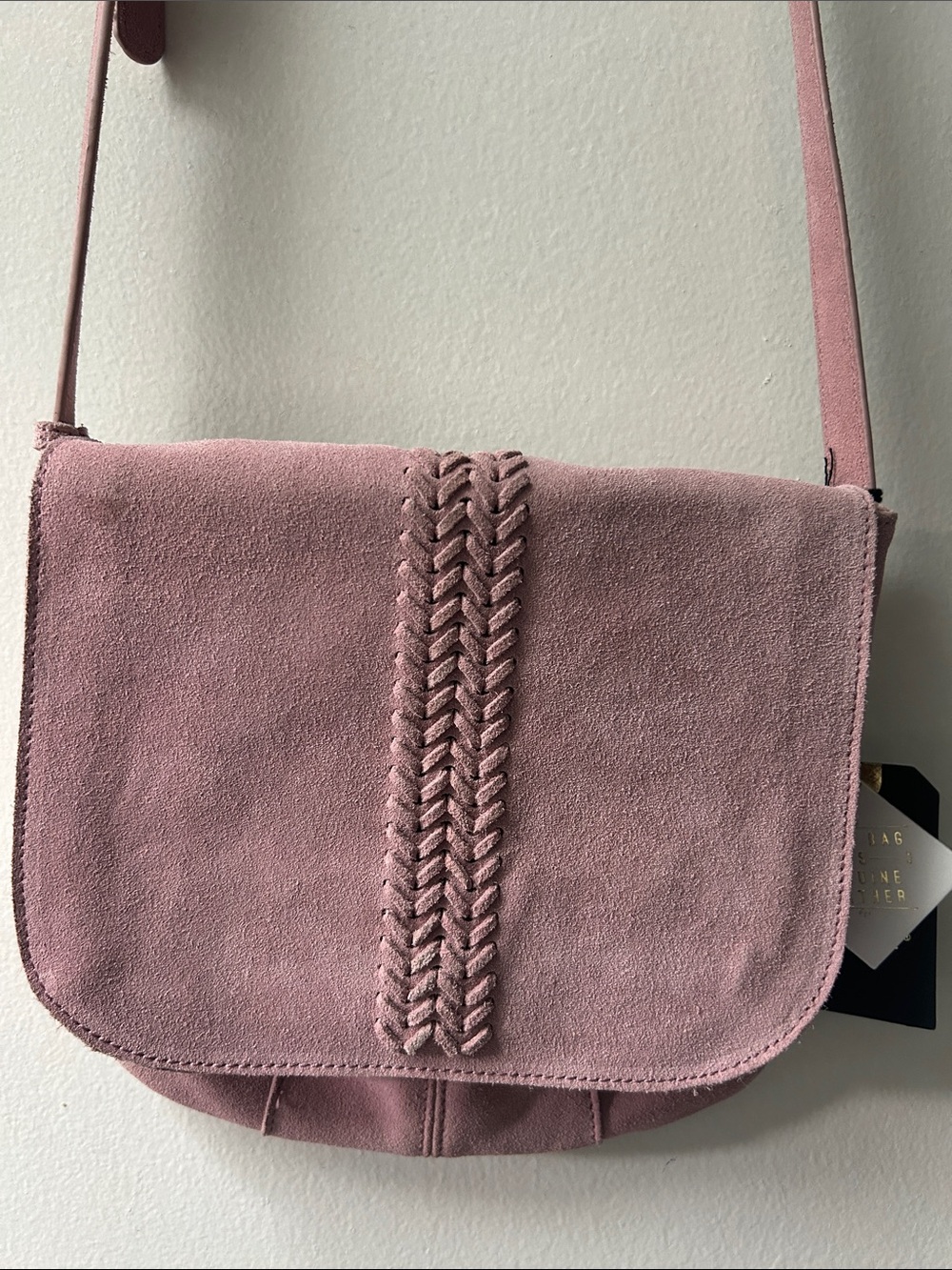 Moda Luxe Dusty Rose Suede Braided Crossbody Bag